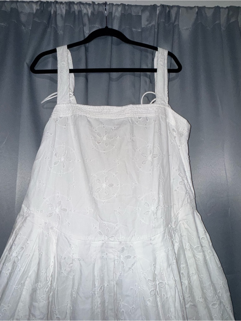 Free People White Eyelet Midi Dress - Square Neck & Wide Straps - Picture 3 of 7